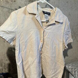 Sag Harbor Petite Small Linen Blend Womens Camp Collar Shirt